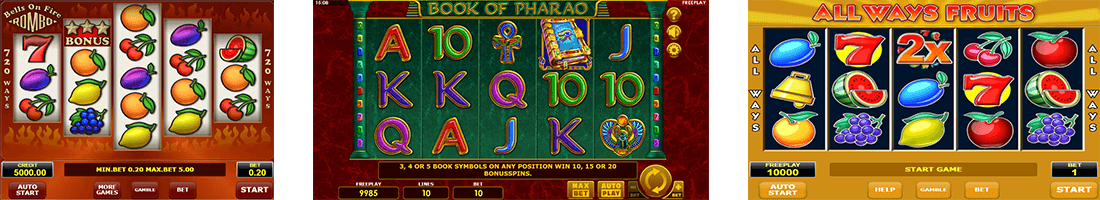 The most popular Amatic slot games are “Bells On Fire Rombo”, “Book of Pharao” and “All Ways Fruits”