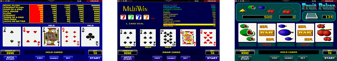 Among the best Amatic video poker games are “Jacks or Better”, “MultiWin” and “Fruit Poker”