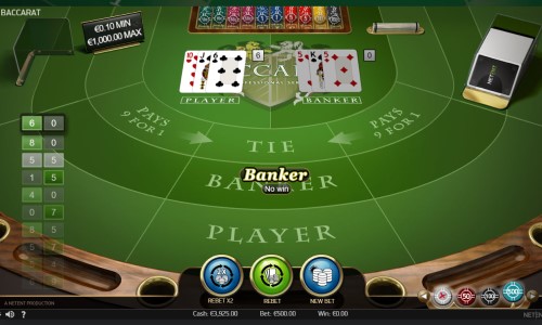 With a bet limit of €0.10 - €1,000, the Baccarat Pro series game!
