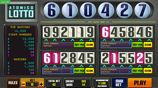 The Caleta Gaming lotto game “Atomic Lotto” has four different number counters