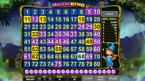 The “Magical Keno” game by Caleta Gaming has a single card with 80 numbers