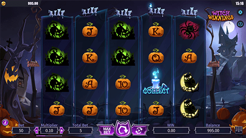 “Witch Winnings” is a DreamTech slot with a 5x4 reel layout