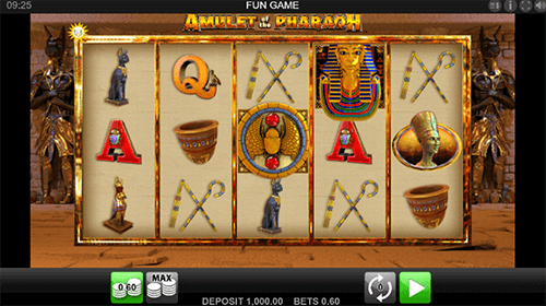 The “Amulet of the Pharaoh” slot by Edict features a 3x5 reel layout