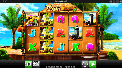 The Edict slot “Mojito Beach” has a a 3x5 layout and 10 pay lines