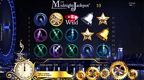 “The Midnight Jackpot” slot by Espresso Games has a 5x3 reel layout
