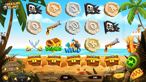 The “Treasure Island” is a slot by Espresso Games with a 5x3 reel layout