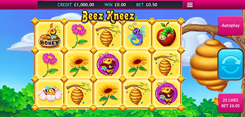 “Beez Kneez” is an Eyecon bees & honey themed 3x5 slot with 25 pay lines