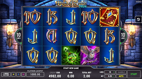 “Book of Spells Deluxe” by FAZI is a 3x5 reel layout slot with 10 paylines