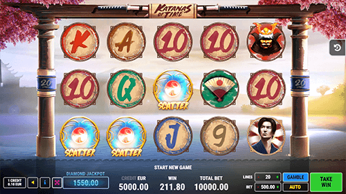 The FAZI slot game “Katanas of Time” has 20 pay lines and a 3x5 reel layout