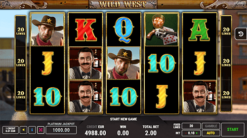 The “Wild West” slot by FAZI has a 3x5 reel layout and 20 fixed pay lines
