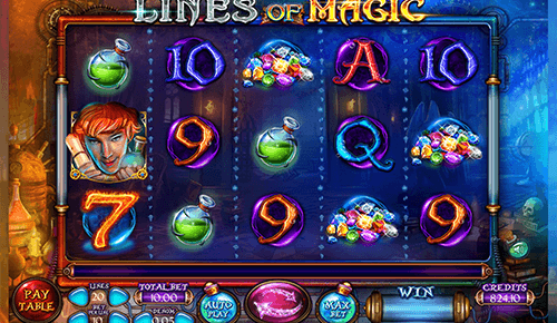The “Lines of Magic” slot by Felix Gaming offers 20 adjustable pay lines