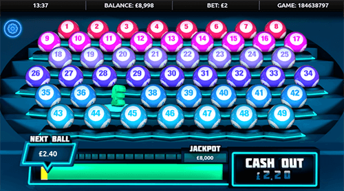 “Boss the Lotto” Gamevy game features a layout with 49 lotto balls