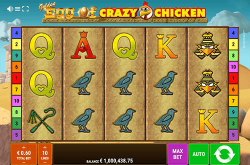 “Golden Egg of Crazy Chicken” is a 5x3 slot by Gamomat with 10 pay lines