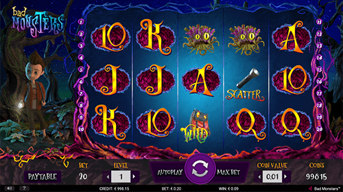 The “Bad Monsters” slot by Gamshy features 20 pay lines and 5x3 reel layout