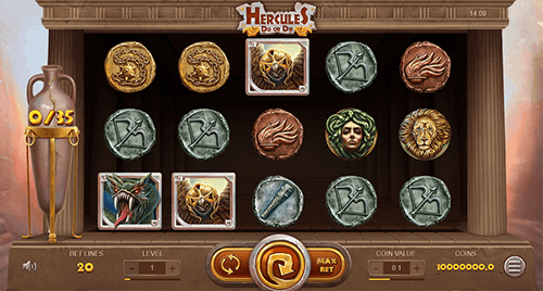 3x5 reel layout, 20 paylines and a lot of features at Leap Gaming Slot “Hercules, Do or Die”