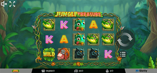 The “Jungle Treasure” slot from MrSlotty can give out up to 20 free spins