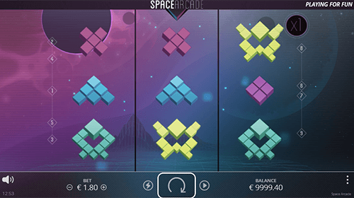 The Nolimit City slot “Space Arcade” has 3x3 reel layout and 9 paylines