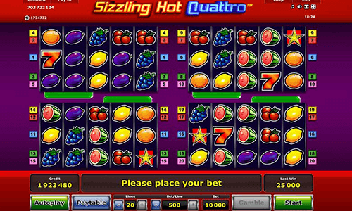 The “Sizzling Hot Quattro” is a regular fruit-themed slot by NOVOMATIC