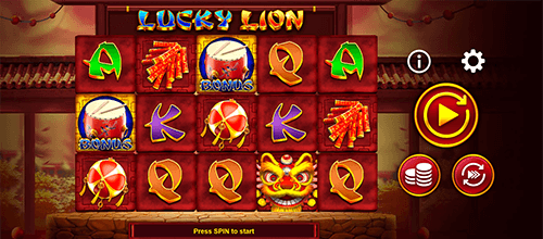 The “Lucky Lion” is a slot game by OneTouch with a 5x3 layout and 20 pay lines