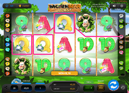 Oryx Gaming's slot “Broker Bear Blast” has 20 pay lines