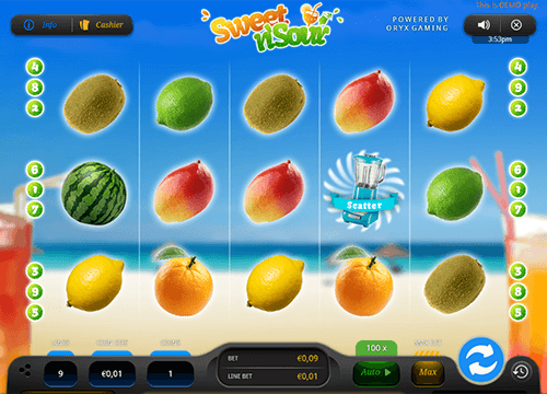 “Sweet ‘N Sour” is a slot game by Oryx Gaming with a classic 5x3 layout