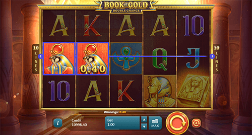 “Book of Gold: Double Chance” is an Egyptian-styled Playson slot with 10 paylines