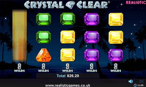 The Realistic Games slot “Crystal Clear” has a 3x5 layout and 10 pay lines