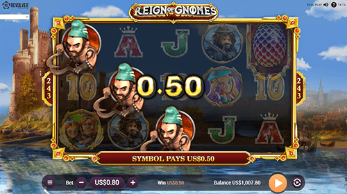 “Reign of Gnomes” is a slot by Revolver Gaming which offers 243 ways to win