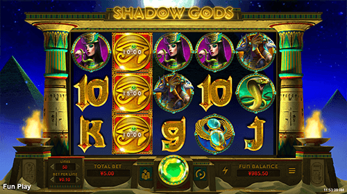 “Shadow Gods” is an RTG slot game with classic 5x3 layout and 50 pay lines