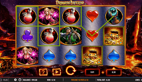 The “Dragon’s Inferno” SG Digital slot features 30 pay lines