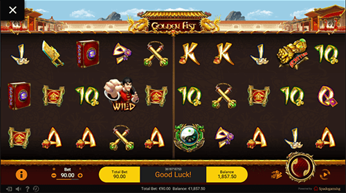 The “Golden Fist” slot game by Spadegaming features 25 fixed paylines