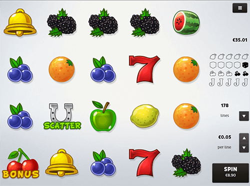 “Fruits” slot from Spico offers 178 paylines and 4x5 layout