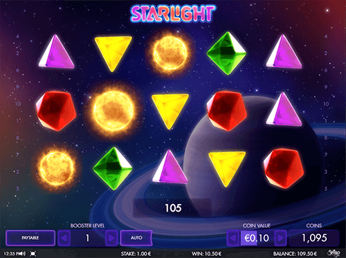 “Starlight” is a Spigo slot with 3x5 layout and 20 paylines