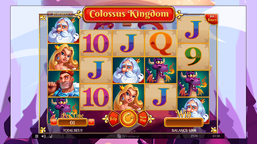 “Colossus Kingdom” is a “kingdom-styled” Spinomenal slot with 20 paylines