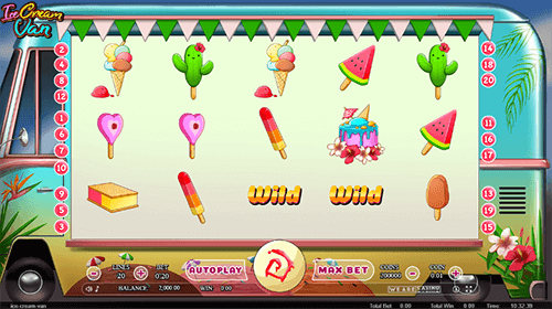 “Ice Cream Van” slot by WAC has 20 paylines and many special symbols