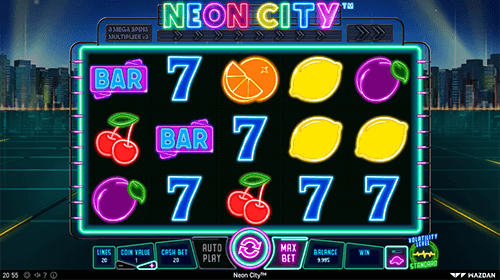 The “Neon City” slot from Wazdan has a 3x5 reel layout and many bonus features