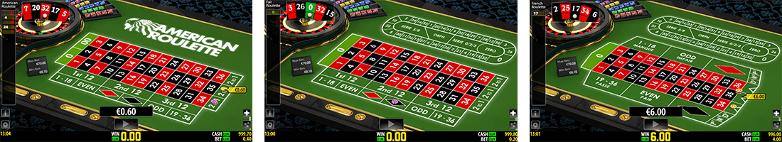 There are three variants of Worldmatch roulette games - American, Fair and French