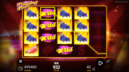 The Zeusplay slot “Forty Flaming Lines” has 40 fixed paylines
